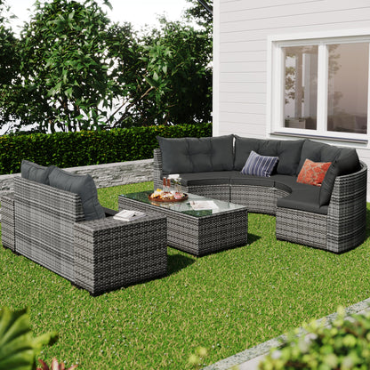 8-Pieces Outdoor Wicker Round Sofa Set