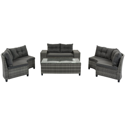 8-Pieces Outdoor Wicker Round Sofa Set