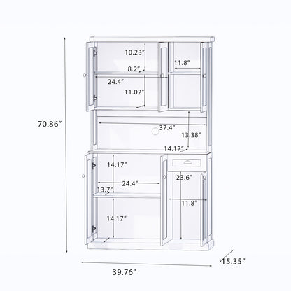 71" Kitchen Pantry Storage Cabinet with Microwave Oven Countertop