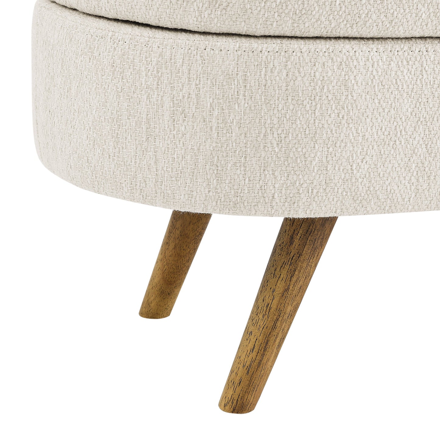 Ottoman Oval Storage Bench, Rubber Wood Legs, Beige (43.5"x16"x16")
