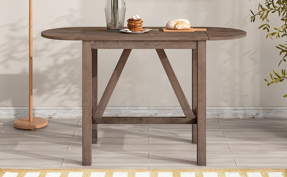 TOPMAX 3-Piece Wood Counter Height Drop Leaf Dining Table Set with 2 Upholstered Chairs