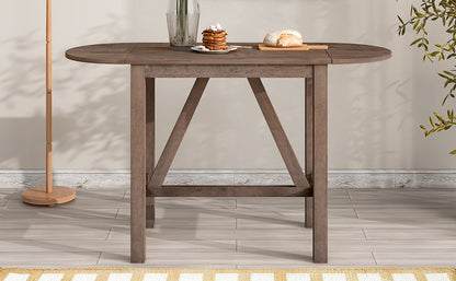 TOPMAX 3-Piece Wood Counter Height Drop Leaf Dining Table Set with 2 Upholstered Chairs