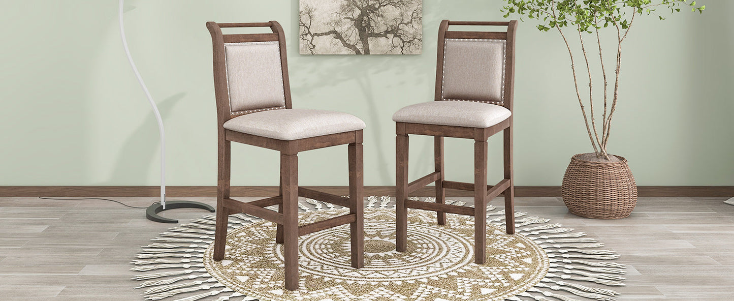 TOPMAX 3-Piece Wood Counter Height Drop Leaf Dining Table Set with 2 Upholstered Chairs
