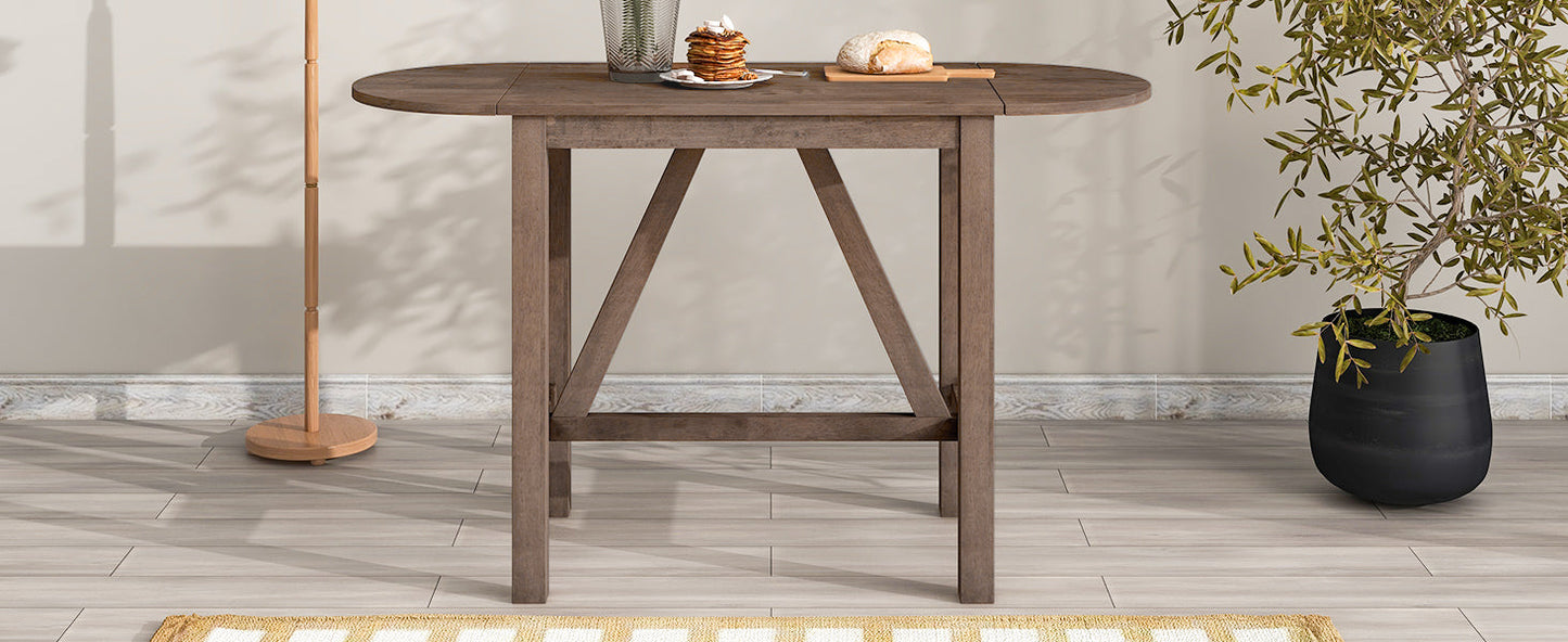 TOPMAX 3-Piece Wood Counter Height Drop Leaf Dining Table Set with 2 Upholstered Chairs