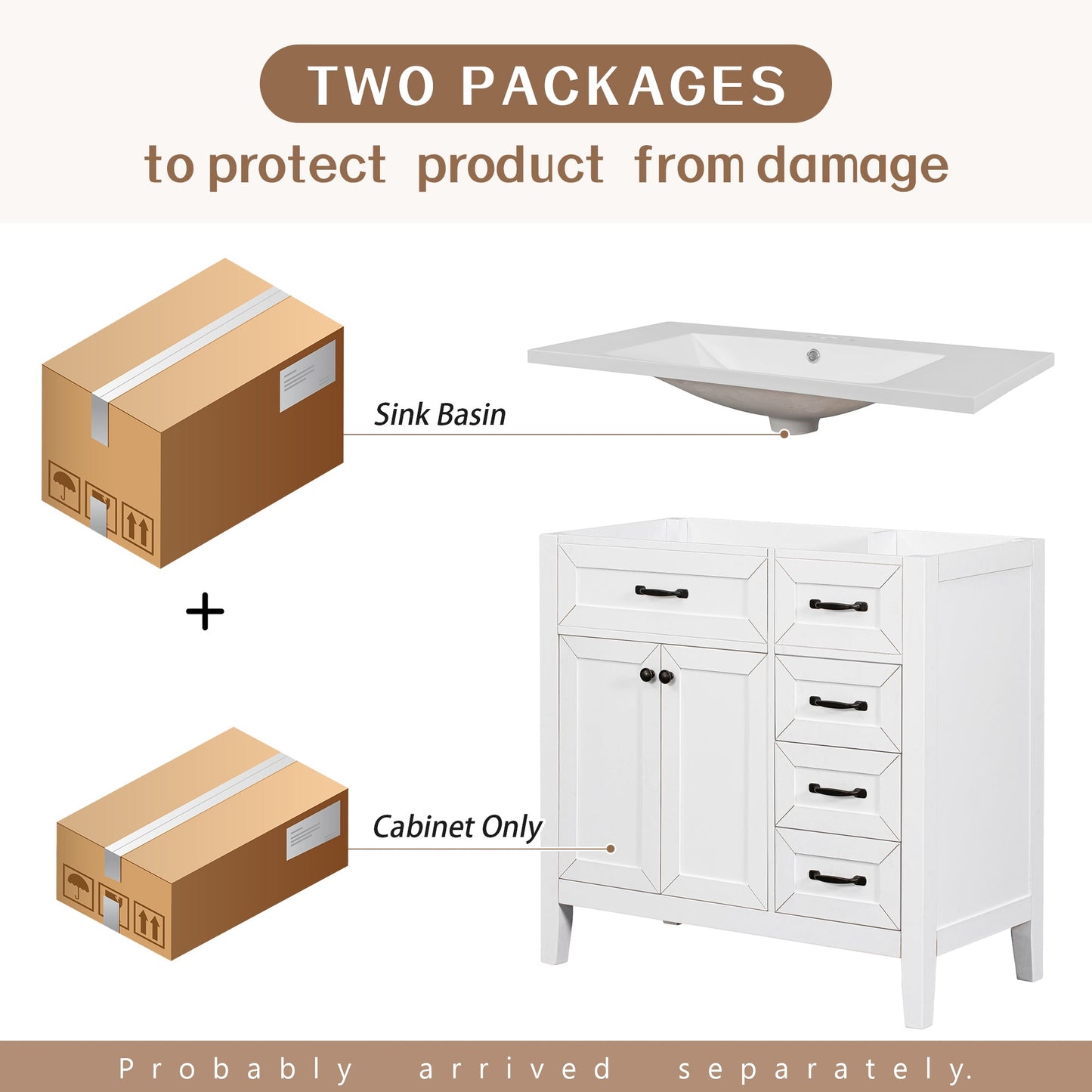 36" Bathroom Vanity With Sink Combo