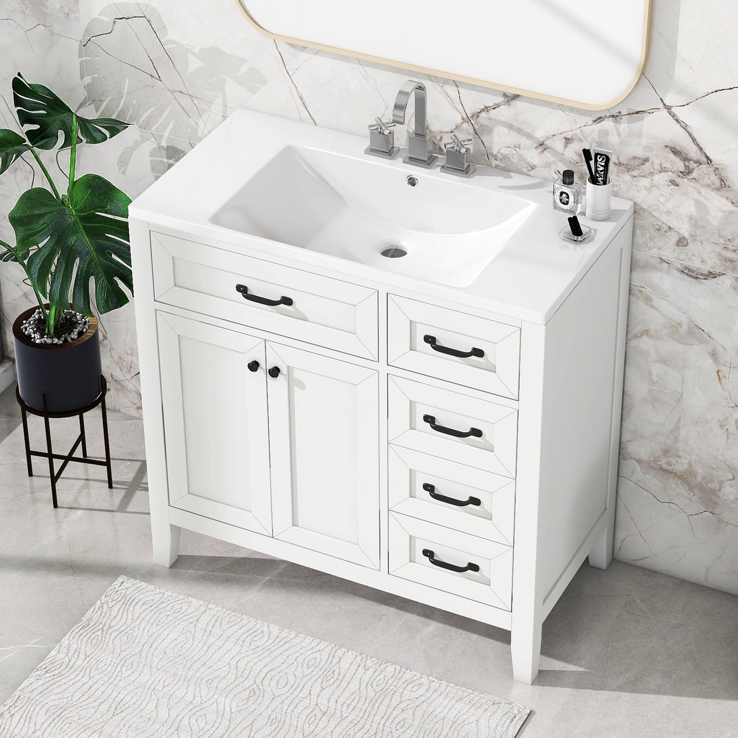 36" Bathroom Vanity With Sink Combo