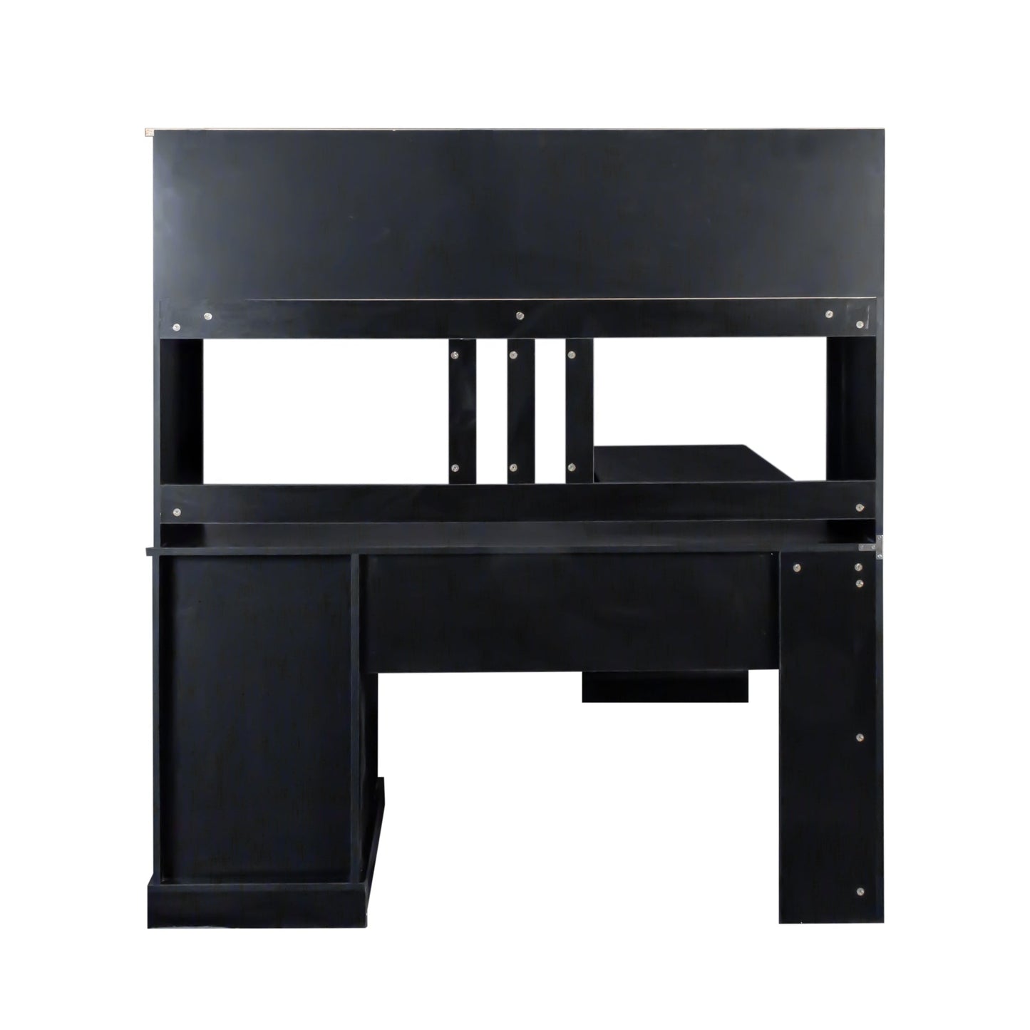 Home Office Computer Desk with Hutch, Antiqued Black