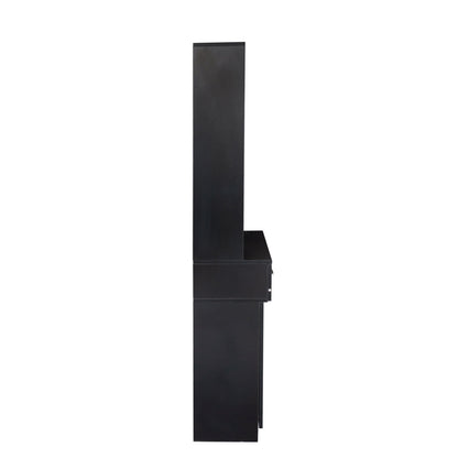 Black Modern Simple Hair Desk with Multi-Layer Storage