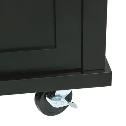 Rubber Wood Drop-Leaf Kitchen Cart with Storage