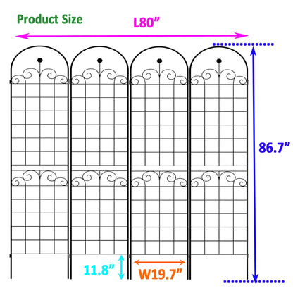 4 Pack Metal Garden Trellis for Climbing Plants