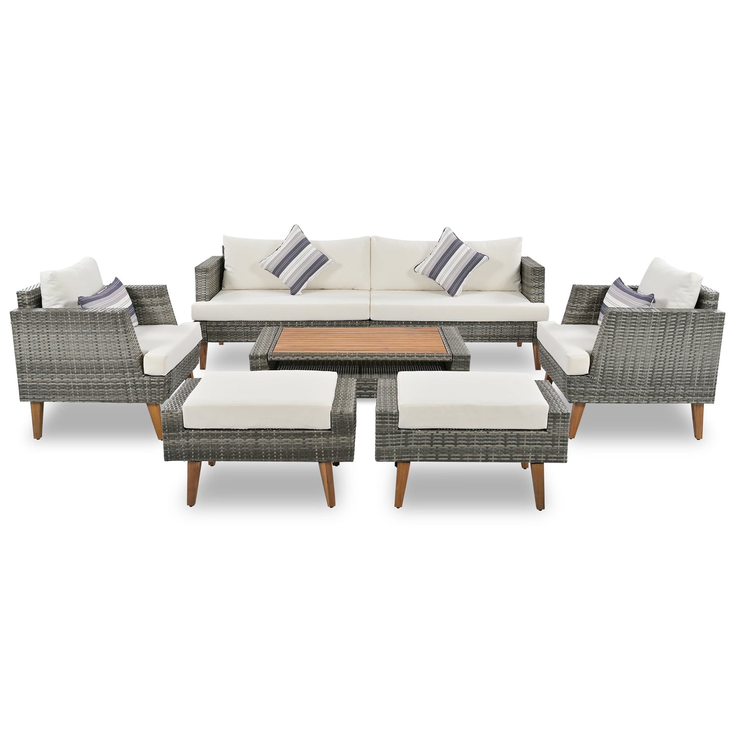 6-Piece All Weather PE Wicker Sofa Set