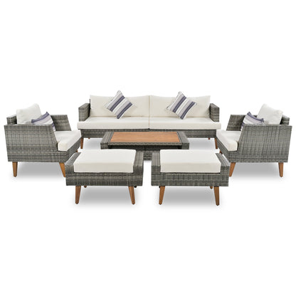 6-Piece All Weather PE Wicker Sofa Set