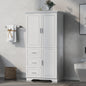 Tall and Wide Storage Cabinet with Doors for Bathroom or Office