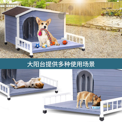 Large Wooden Dog House with Terrace