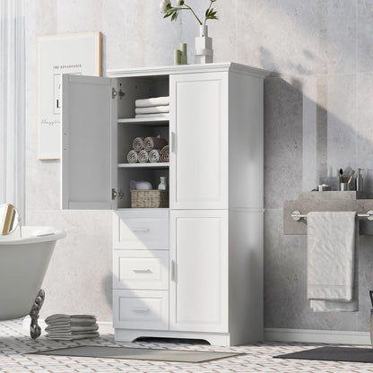 Tall and Wide Storage Cabinet with Doors for Bathroom or Office