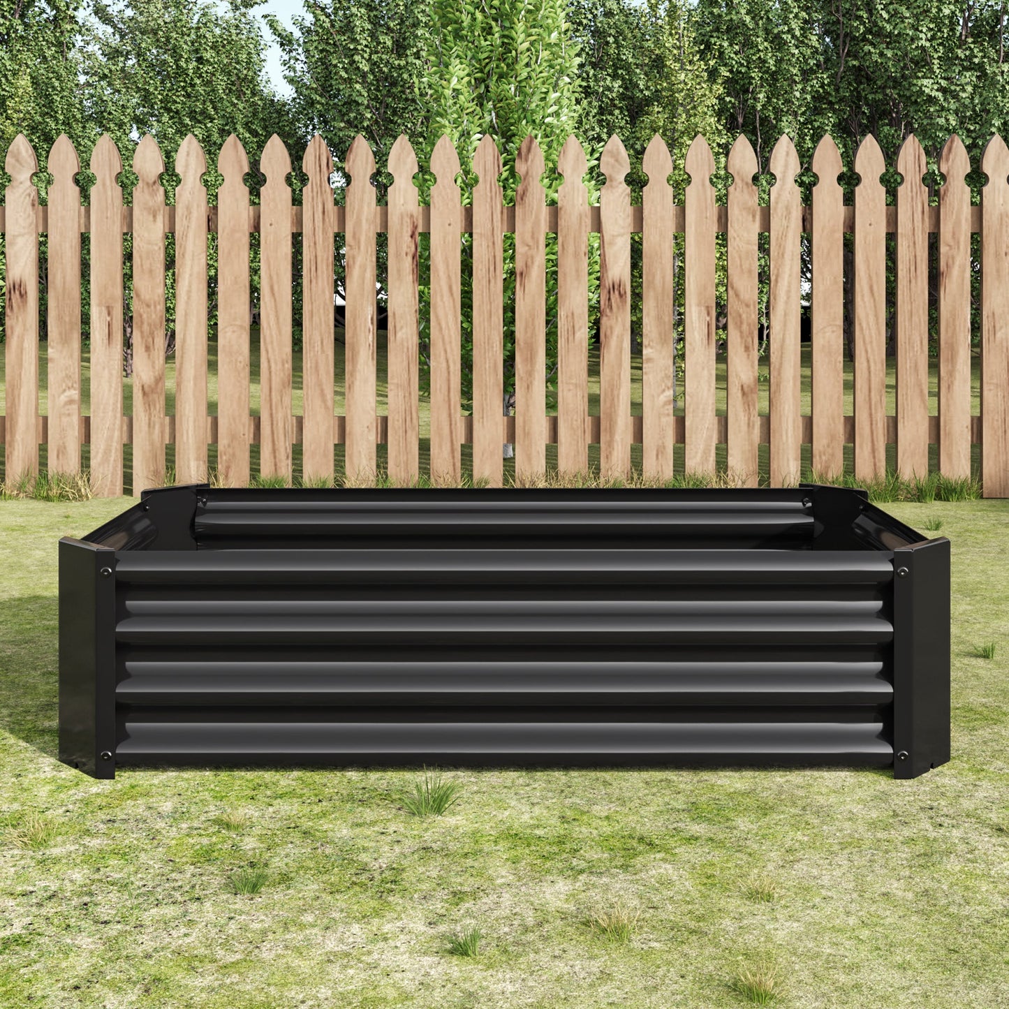 Black 4×2×1ft Metal Raised Garden Bed