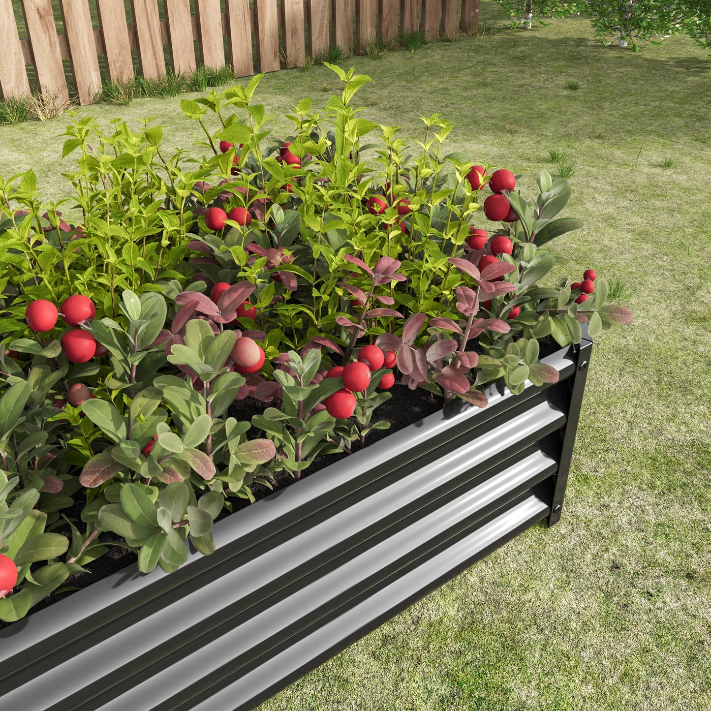 Black 4×2×1ft Metal Raised Garden Bed