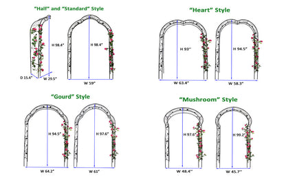 Metal Garden Arch with 8 Style Options