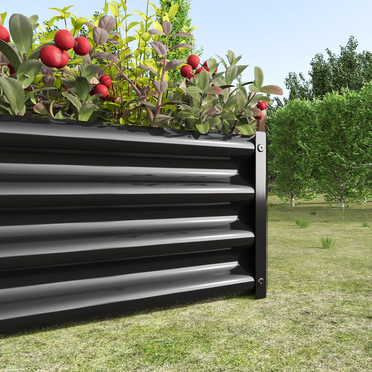 Black 4×2×1ft Metal Raised Garden Bed