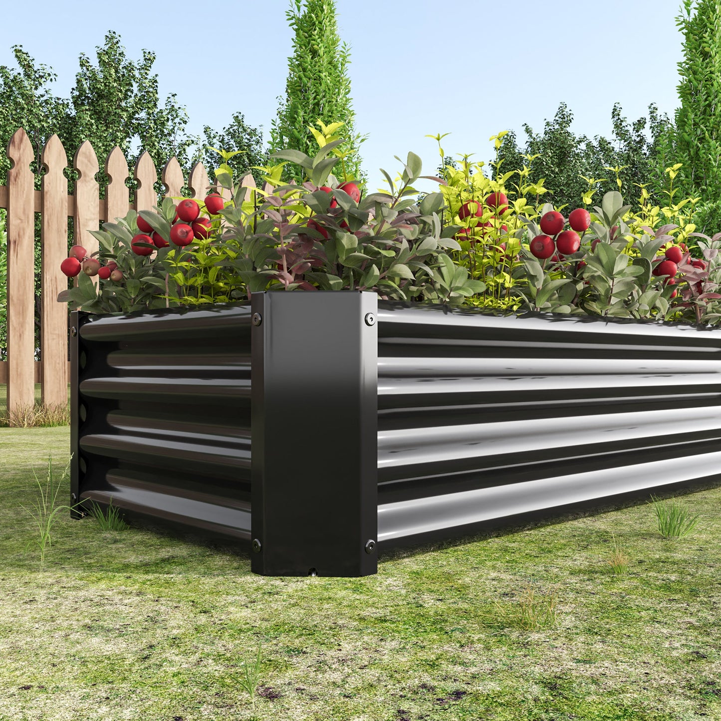 Black 4×2×1ft Metal Raised Garden Bed