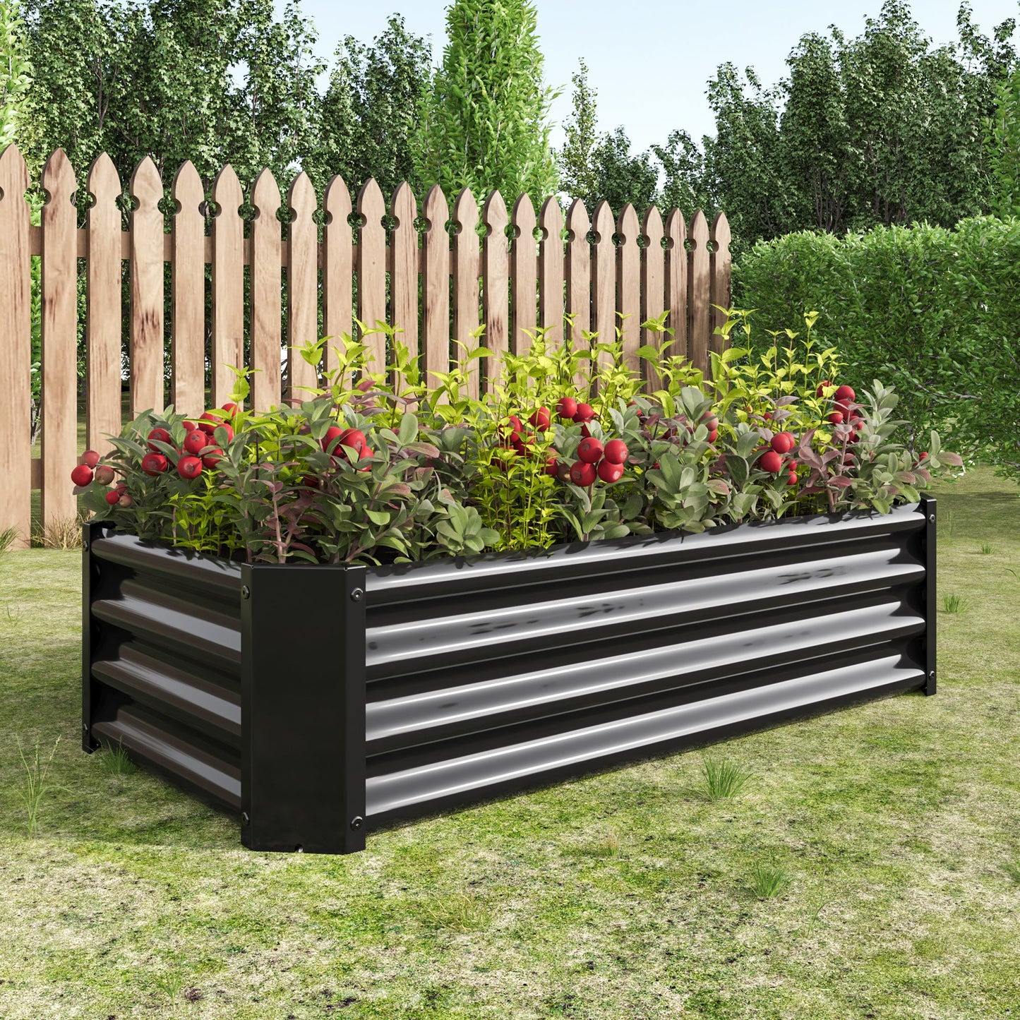 Black 4×2×1ft Metal Raised Garden Bed