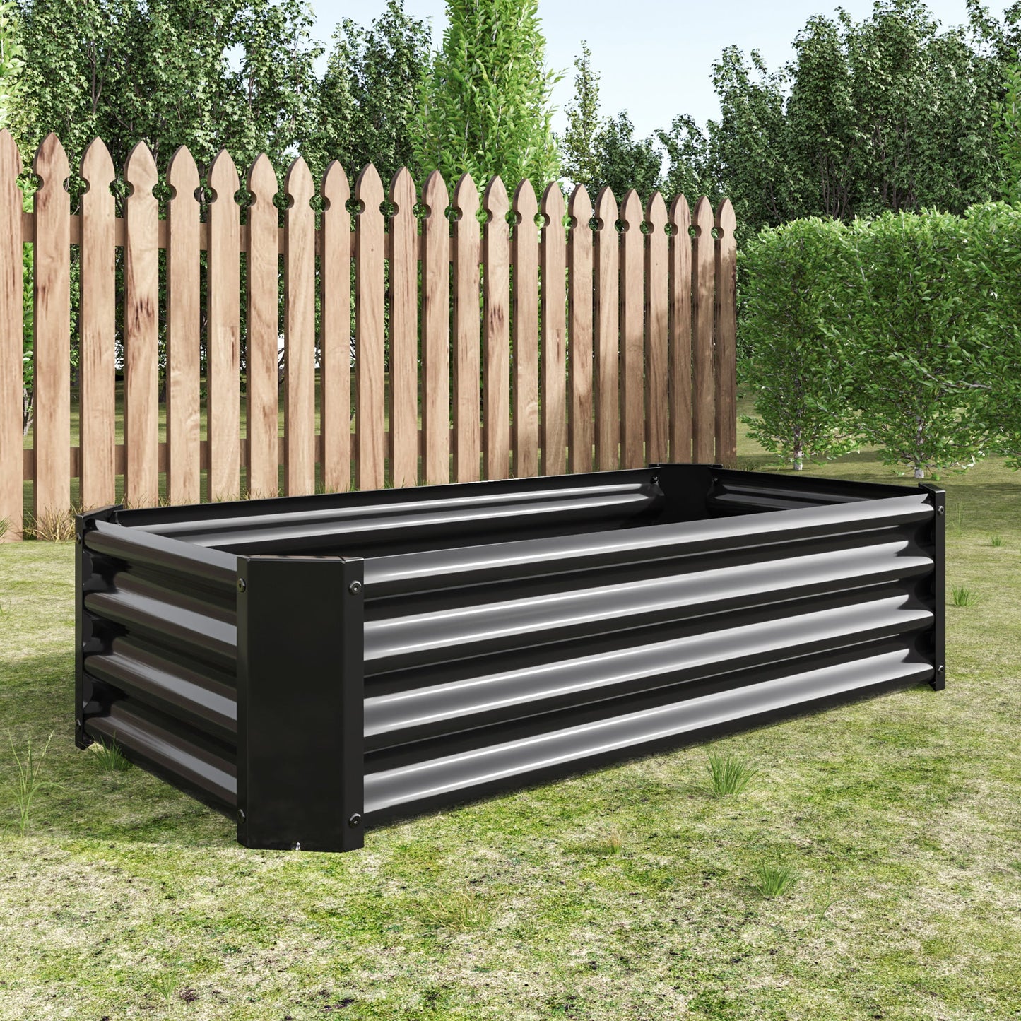 Black 4×2×1ft Metal Raised Garden Bed