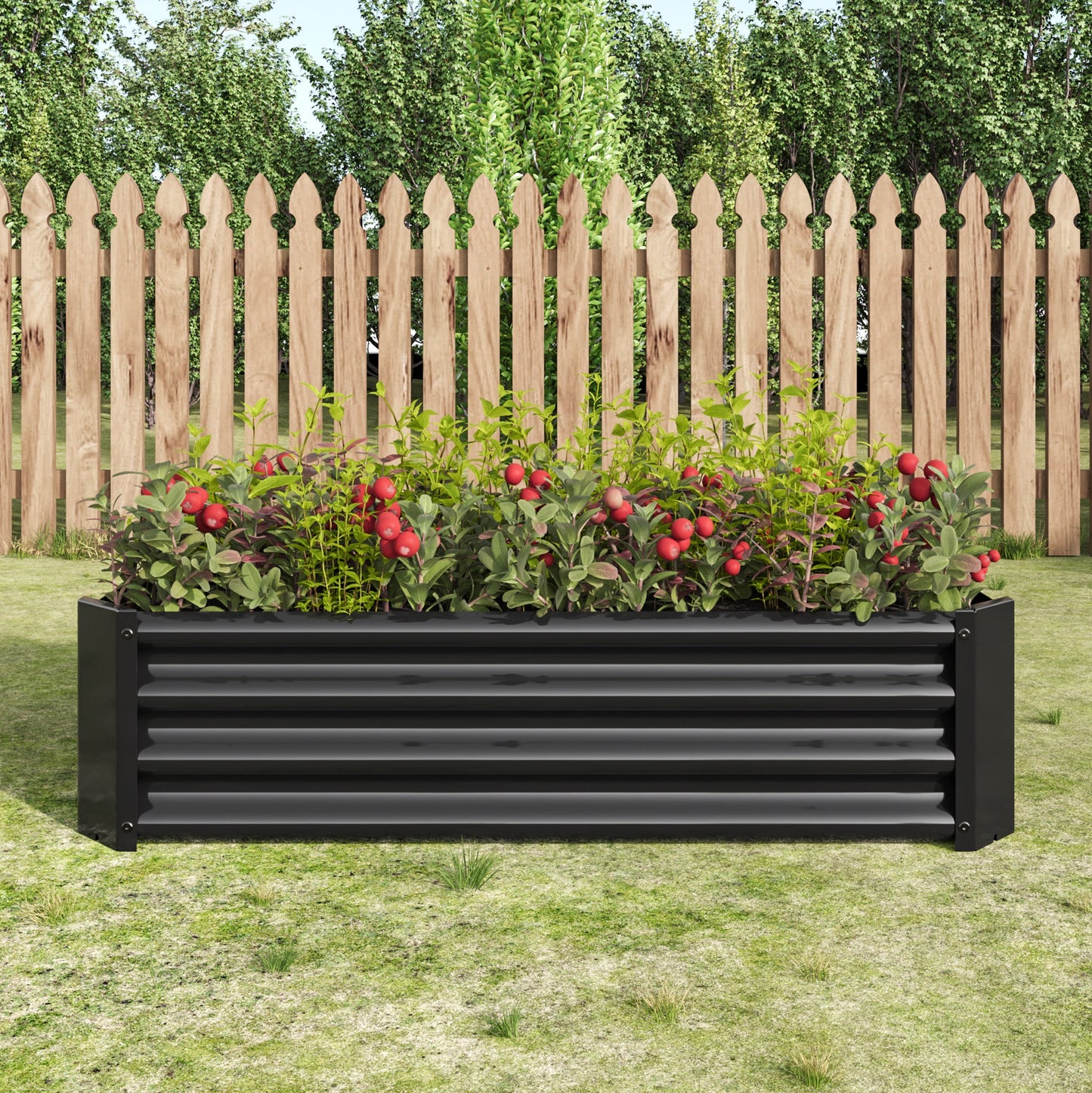 Black 4×2×1ft Metal Raised Garden Bed