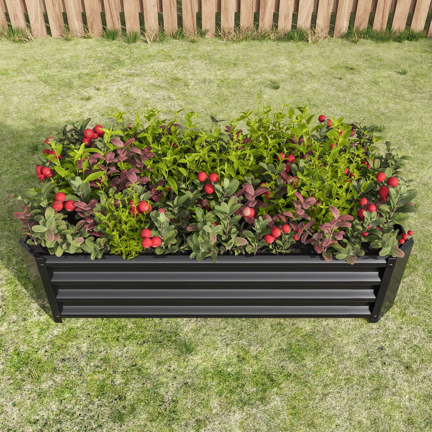 Black 4×2×1ft Metal Raised Garden Bed