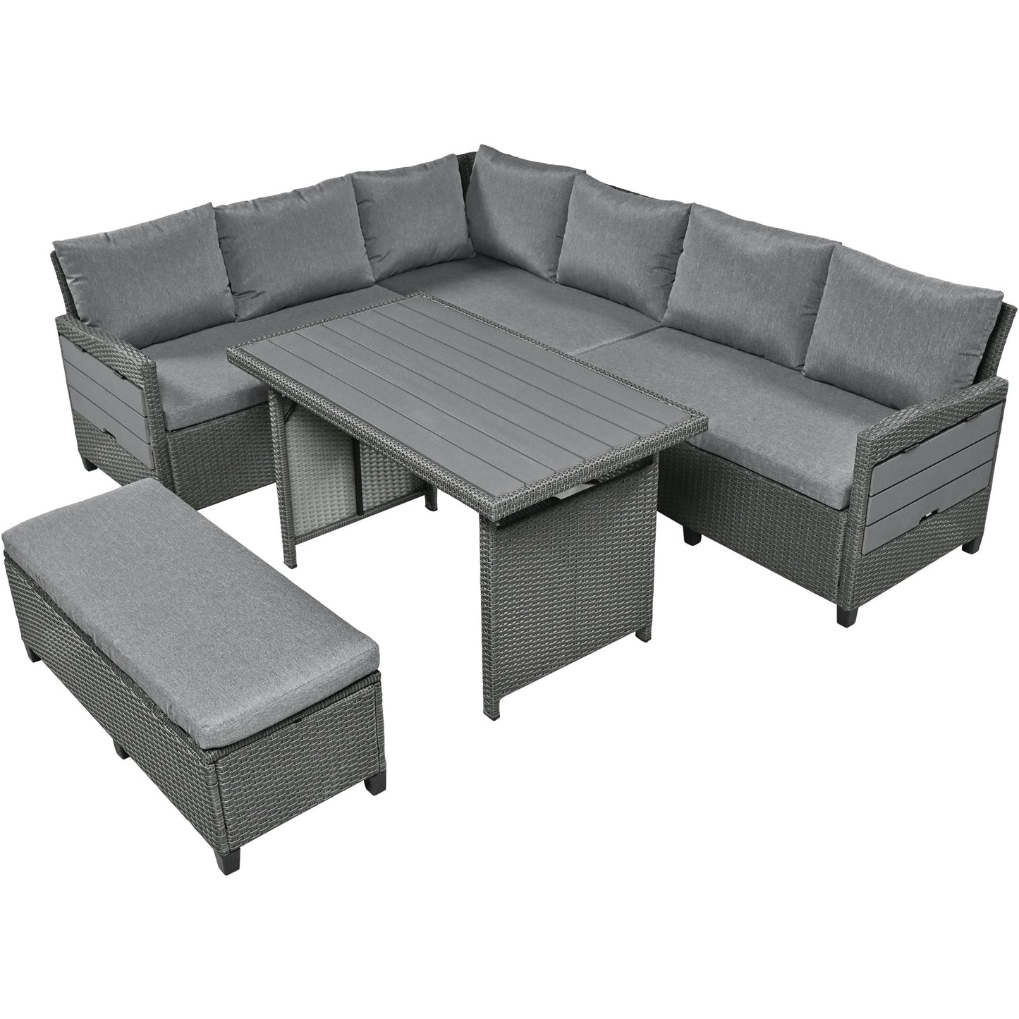 TOPMAX 5-Piece Rattan Patio Sectional Sofa Set
