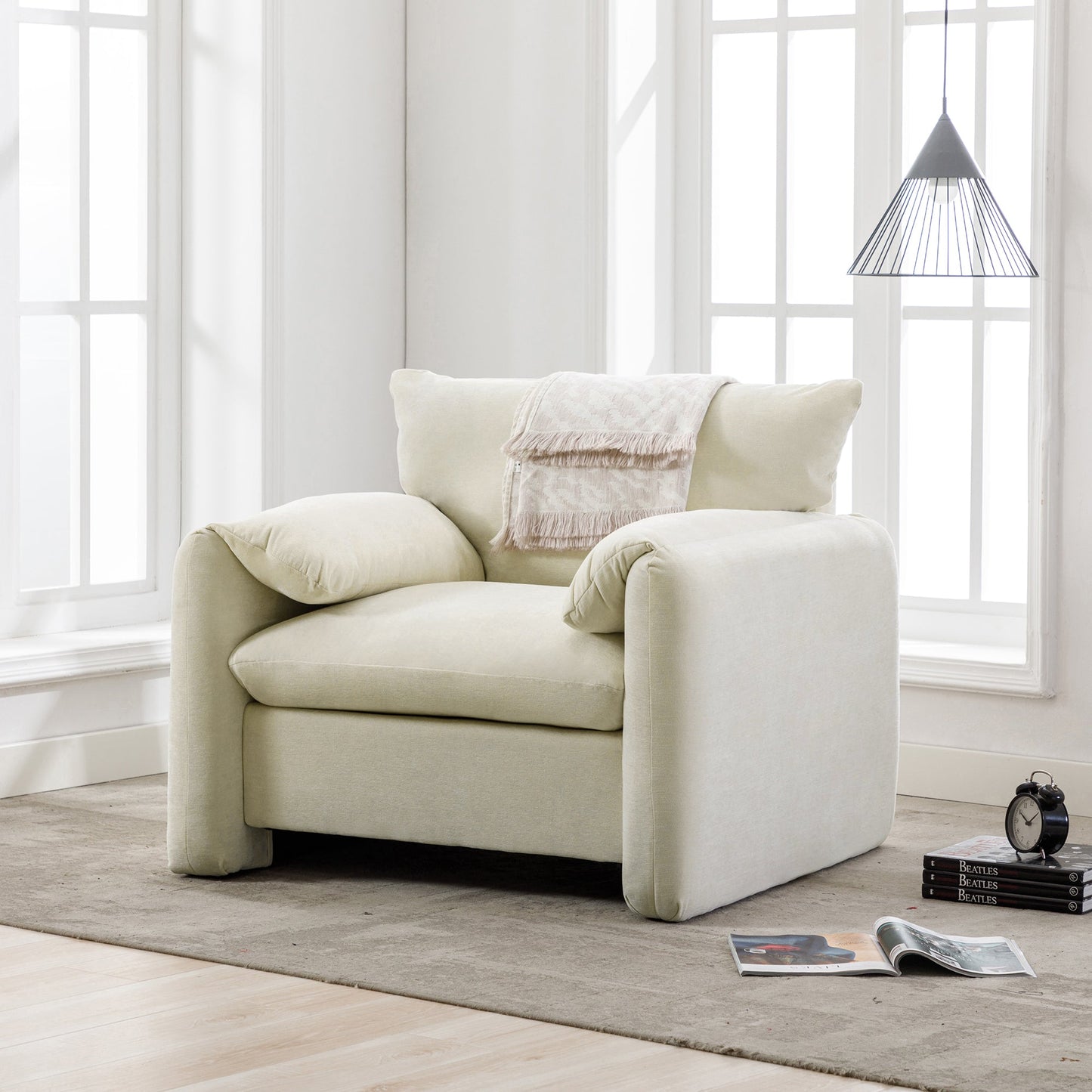 Modern Style Chenille Oversized Armchair Accent Chair