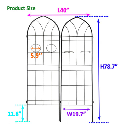 2 Pack Metal Garden Trellis 78.7" x 19.7"
