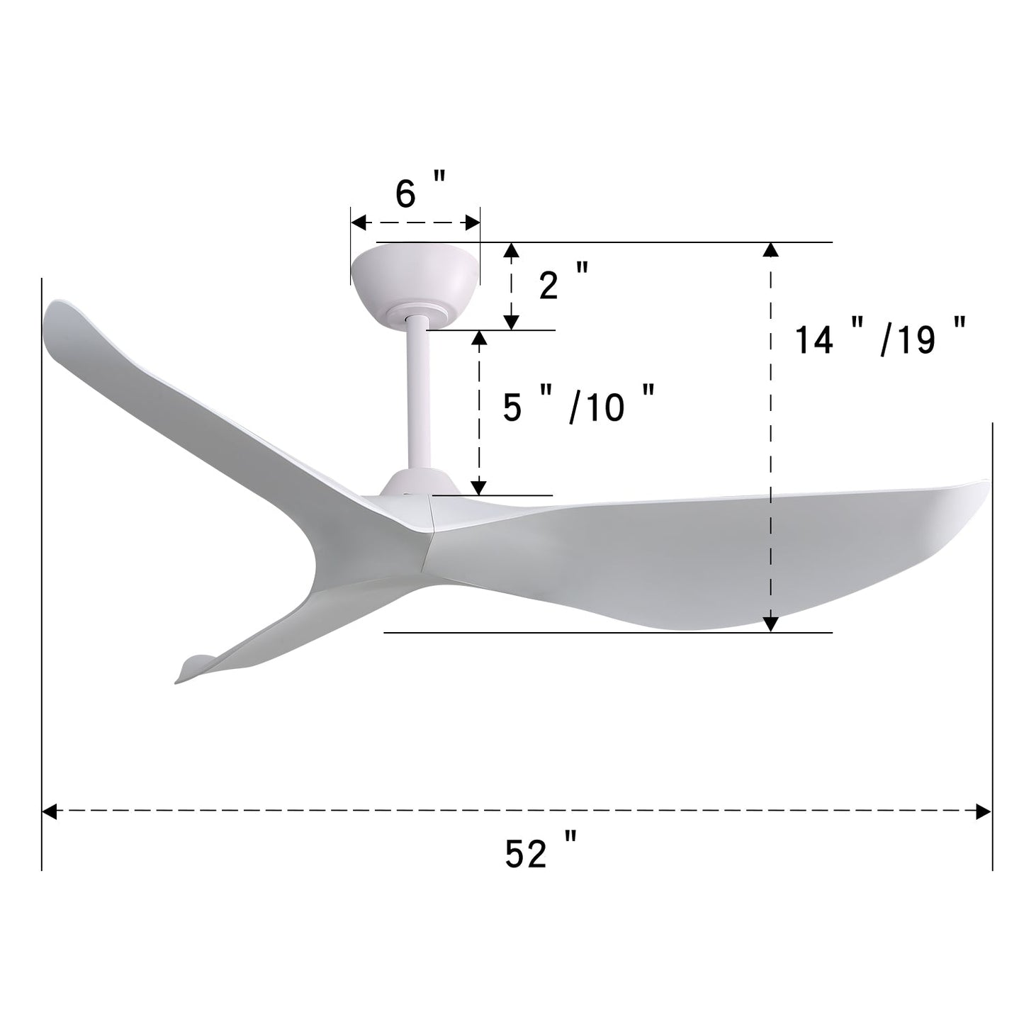 52 Inch Indoor Ceiling Fan with 6-Speed Remote and Reversible DC Motor