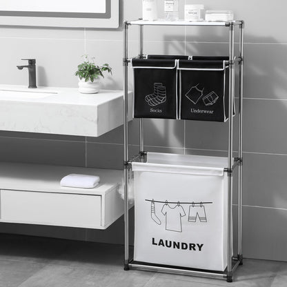 3 Tier Laundry Hamper Sorter with 4 Removable Bags
