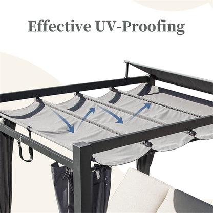 Aluminum Outdoor Patio Daybed with Retractable Canopy