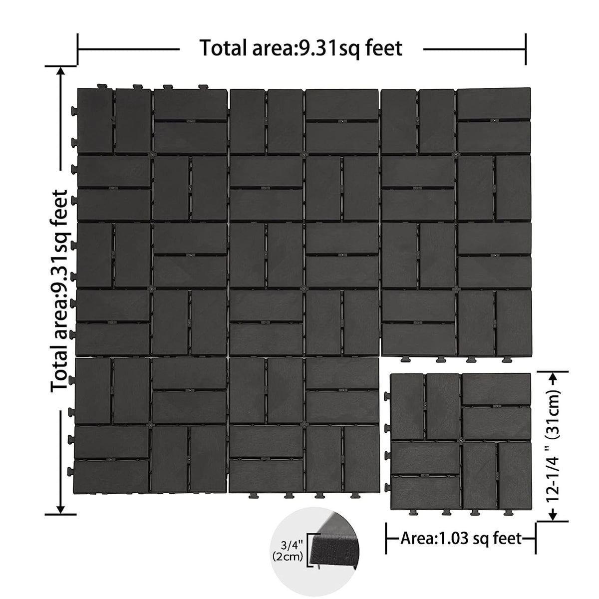 Patio Interlocking Deck Tiles - 12x12 Composite Decking Tiles