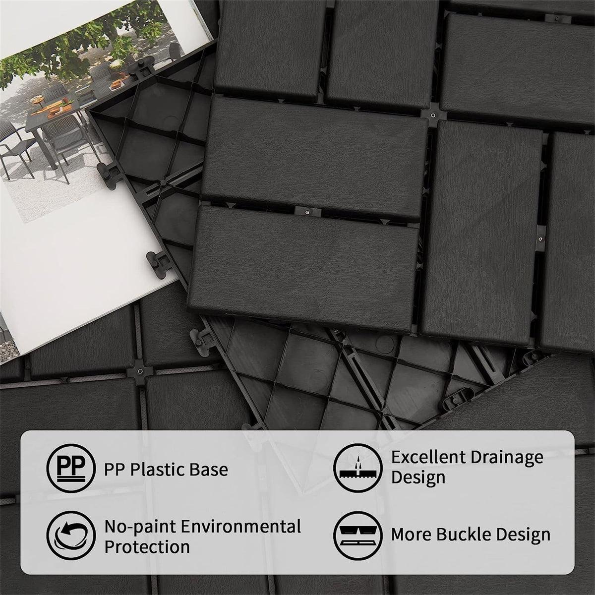 Patio Interlocking Deck Tiles - 12x12 Composite Decking Tiles