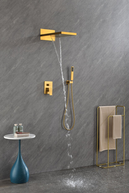 Wall Mounted Shower System with Handheld and Rainfall Head