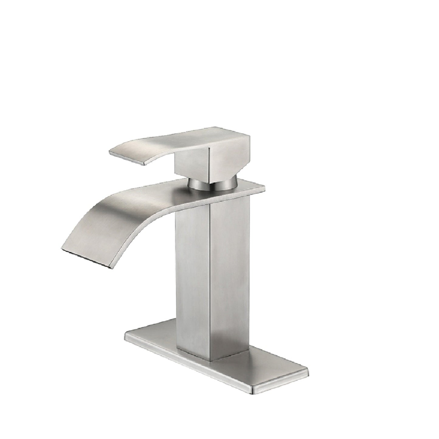 Waterfall Spout Bathroom Faucet, Single Handle Vanity Sink Faucet