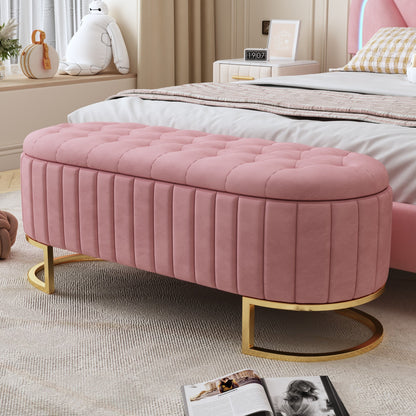 Elegant Upholstered Velvet Storage Ottoman