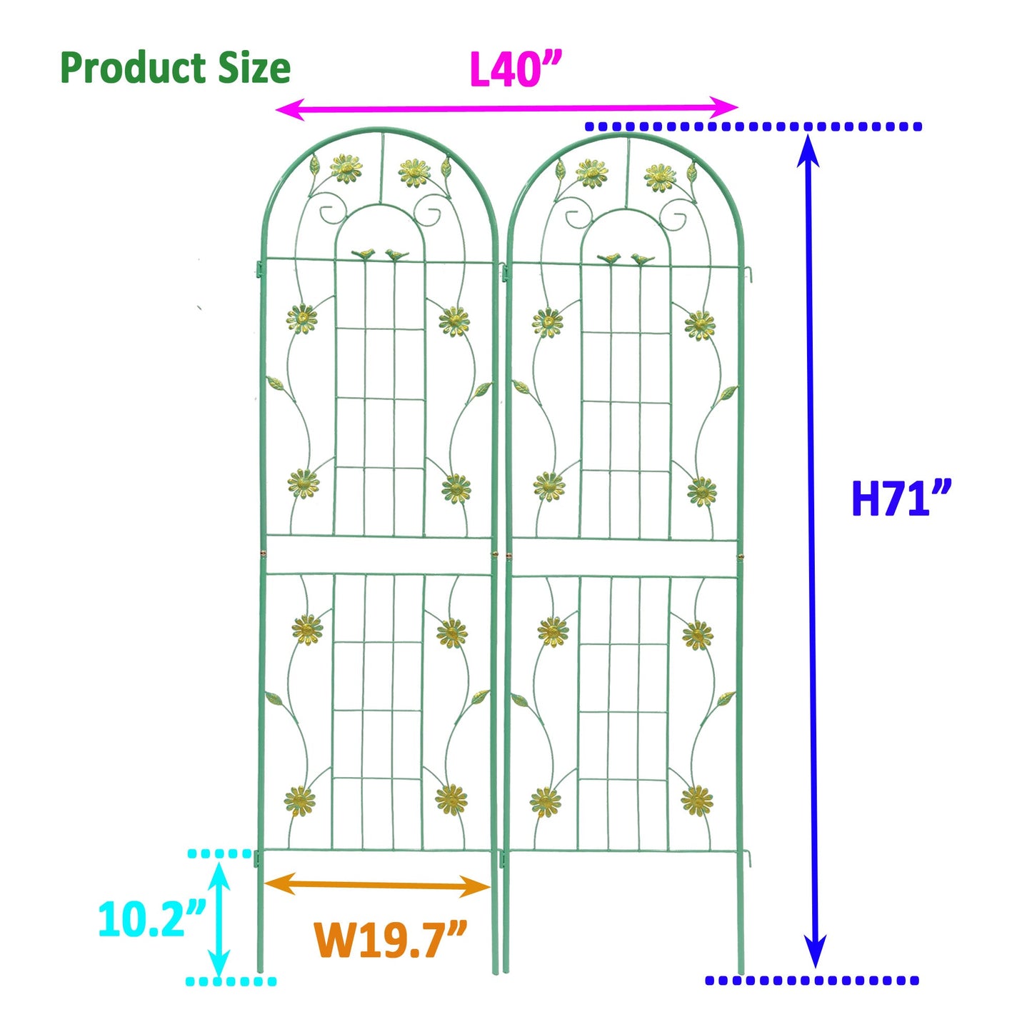 2 Pack Metal Garden Trellis 71" x 19.7"