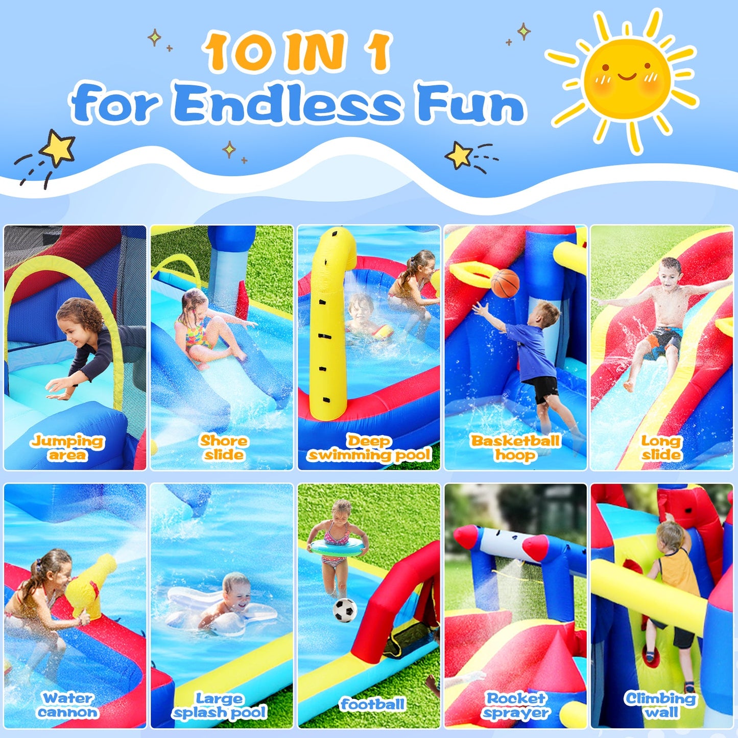 10 in1 Inflatable Slide Water Park and Bouncing House