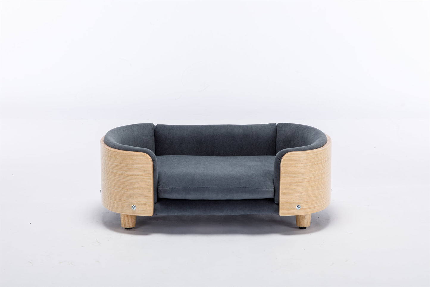 Scandinavian Style Elevated Dog Bed with Velvet Cushion