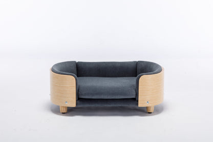 Scandinavian Style Elevated Dog Bed with Velvet Cushion