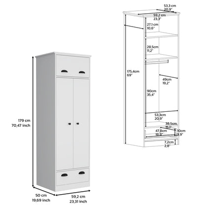 Dresser-Closet with Upper Storage Covered with 1 Door