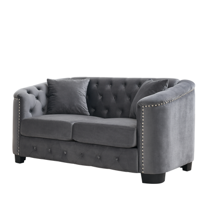 59-Inch Modern Chesterfield Velvet Sofa