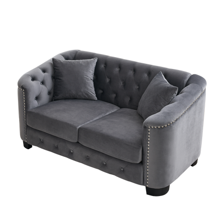 59-Inch Modern Chesterfield Velvet Sofa