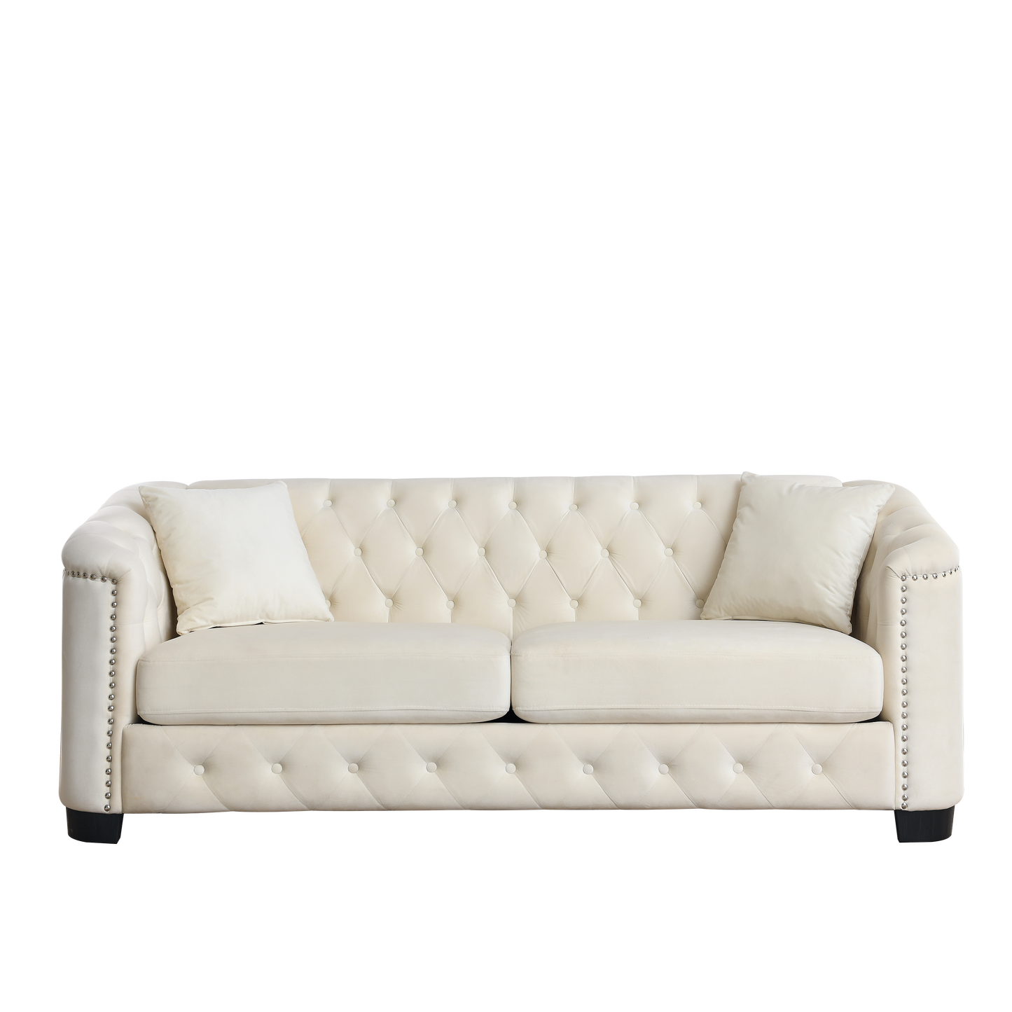 77-Inch Modern Chesterfield Velvet Sofa