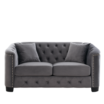 59-Inch Modern Chesterfield Velvet Sofa