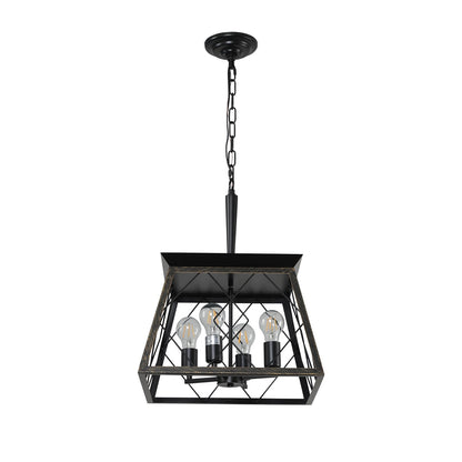 16" Black Gold Industrial Pendant Chandelier