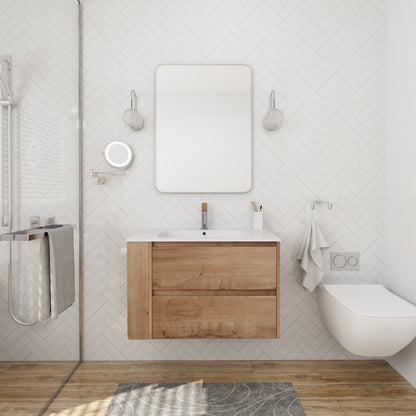 30" Wall Mount Bathroom Vanity With Gel Sink
